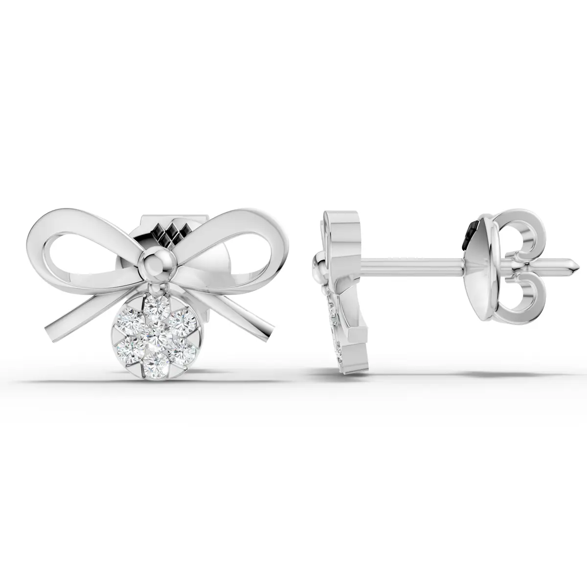 Elegant Bow Knot Diamond Stud Earrings